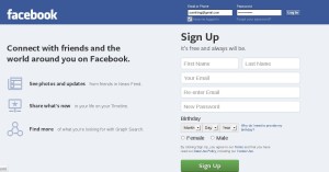 facebook authentication page
